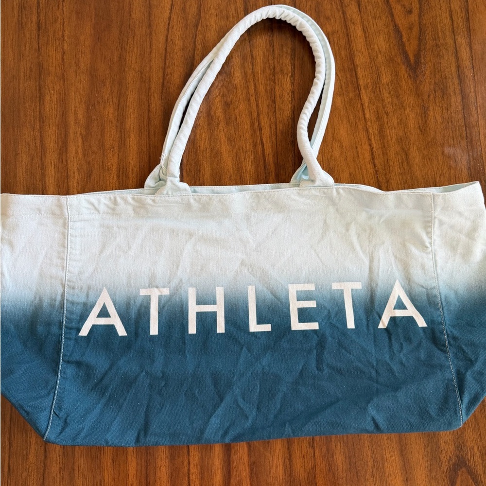 Athleta Teal and White Ombre Tote